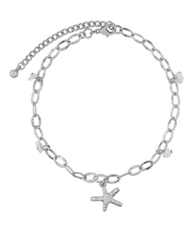 Bracelet de cheville étoile de mer - Gris, Gris, coloris