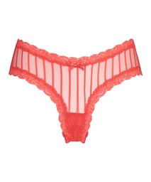 V-shaped Brazilian knickers mesh - Red, Rouge, coloris