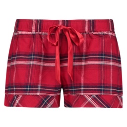 Checked Twill Shorts - Red, Rouge, coloris