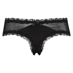 V-shaped Brazilian knickers mesh - Black, Noir, coloris
