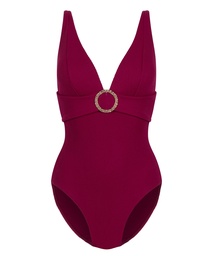 Maillot de bain à anneau froissé - Rouge