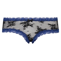 Floral Mesh V-shaped Brazilian Knickers - Black, Noir, coloris