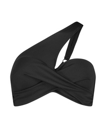 Nero Rib Padded Underwired Push-Up Bikini Top - Black, Noir, coloris