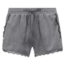 Velvet Lace Shorts - Gray, Gris, coloris
