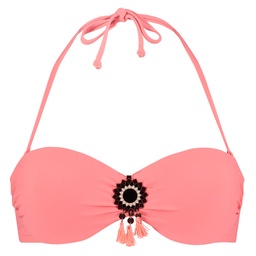 Tile Art Push-up Strapless Bandeau Bikini Top - Orange, Orange, coloris