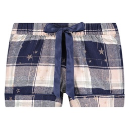 Checked Twill Shorts - Blue, Bleu, coloris