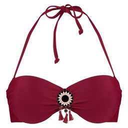 Tile Art Push-up Strapless Bandeau Bikini Top - Red, Rouge, coloris