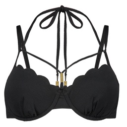 Scallop Glam Padded Underwired Bikini Top - Black, Noir, coloris