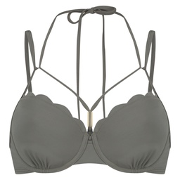 Scallop Glam Padded Underwired Bikini Top - Green, Vert, coloris