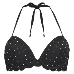 Scallop push-up underwired bikini top Cup A - E - Black, Noir, coloris