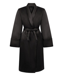 Peignoir en polaire satinée - Noir, Noir, coloris