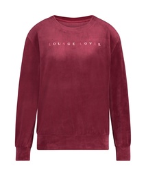 Long-sleeved Velours top - Red, Rouge, coloris