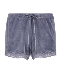 Velvet lace shorts - Gray, Gris, coloris