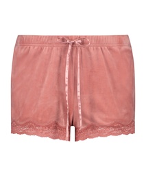Velvet lace shorts - Pink, Rose, coloris