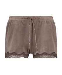 Velvet lace shorts - Brown, Marron, coloris