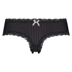 V-shaped Brazilian knickers mesh - Gray, Gris, coloris