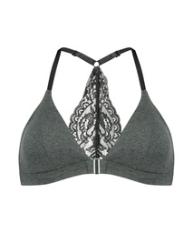 Chloe Cotton Padded Triangle Bralette - Gray, Gris, coloris