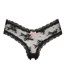 V-shape brasilian floral mesh - Caviar, Noir, coloris