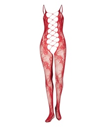 Private Open Lace Catsuit - Red, Rouge, coloris