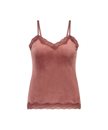 Velours Lace Cami Top - Pink, Rose, coloris