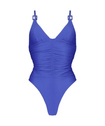 Rib Lagoon High-Cut Swimsuit - Blue, Bleu, coloris