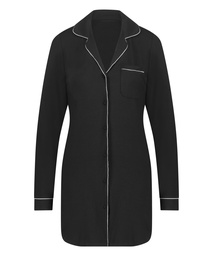 Robe-chemise à manches longues en jersey Essential - Noir