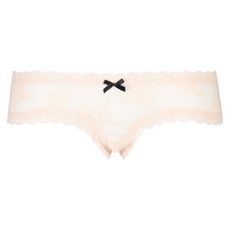 Floral Mesh V-shaped Brazilian Knickers - Pink, Rose, coloris