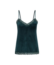 Velours Lace Cami Top - Green, Vert, coloris