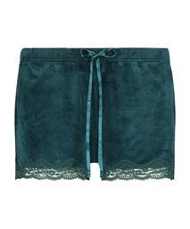 Velvet lace shorts - Green, Vert, coloris