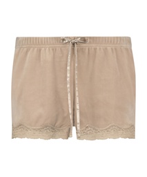 Velvet lace shorts - Beige, Beige, coloris