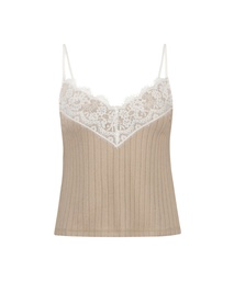 Brushed Rib Lace cami top - Gray, Gris, coloris