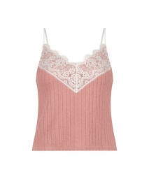 Brushed Rib Lace cami top - Pink, Rose, coloris