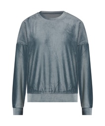 Velour rib top with long sleeves - Blue, Bleu, coloris