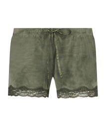 Velvet lace shorts - Green, Vert, coloris