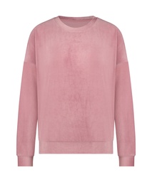 Velour rib top with long sleeves - Pink, Rose, coloris