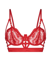 Mitzy non-padded longline underwired bra - Red, Rouge, coloris