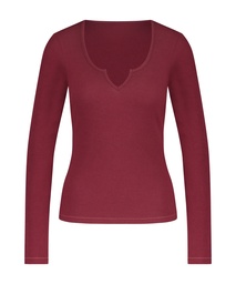 Top V-neck long sleeves - Red, Rouge, coloris