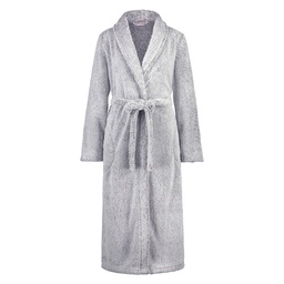 Long Fleece Bathrobe - Gray, Gris, coloris