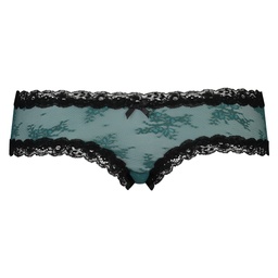 Floral Mesh V-shaped Brazilian Knickers - Green, Vert, coloris