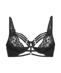 Soutien-gorge rembourré demi-bonnet à armatures longline Iggy - Noir, Noir, coloris