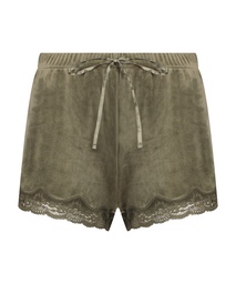 Velvet lace shorts - Green, Vert, coloris
