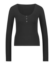 Ribbed Pyjama Top - Brown, Marron, coloris