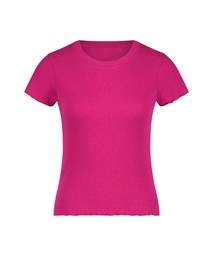 Rib shirt with short sleeves - Pink, Rose, coloris