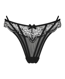 Kirsty High Leg Thong - Black, Noir, coloris