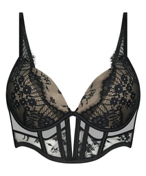 Soutien-gorge à armatures longline push-up préformé Daphne - Noir