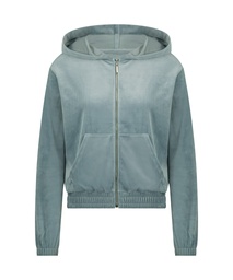Velour hoodie jacket - Blue, Bleu, coloris