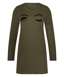 Round Neck Nightshirt - Green, Vert, coloris
