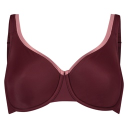Satin Fleece Non-Padded Underwired Bra - Red, Rouge, coloris