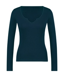 Top V-neck long sleeves - Blue, Bleu, coloris