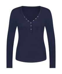 Long-Sleeved Pyjama Top - Blue, Bleu, coloris